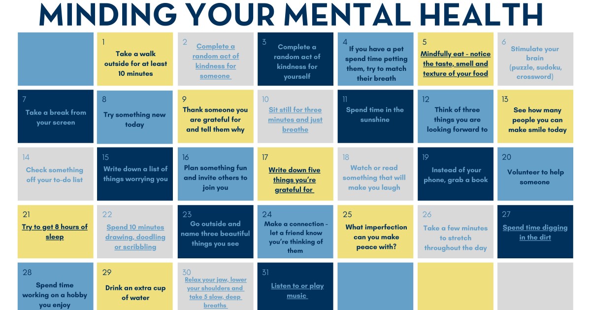 Minding Your Mental Health Challenge | HopeWay